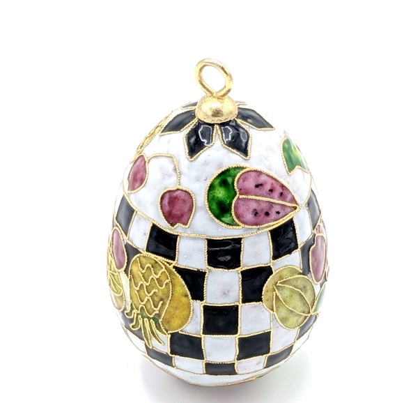 Vintage Other - Cloisonne Egg Ornament Checkered Easter Decor